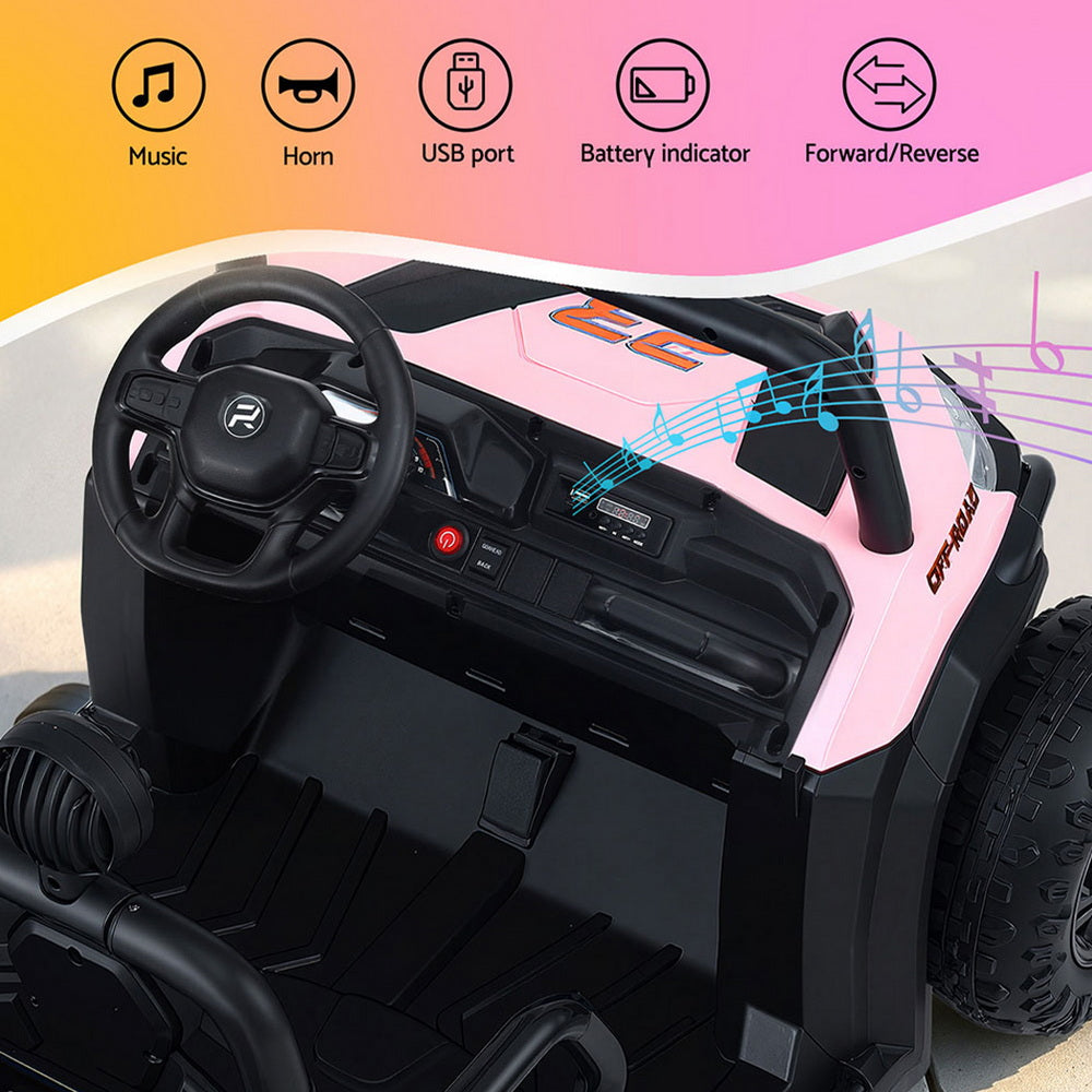Ride On Cars: Rigo Kids Ride On Car Electric Toys Cars Headlight Music Remote Control Pink