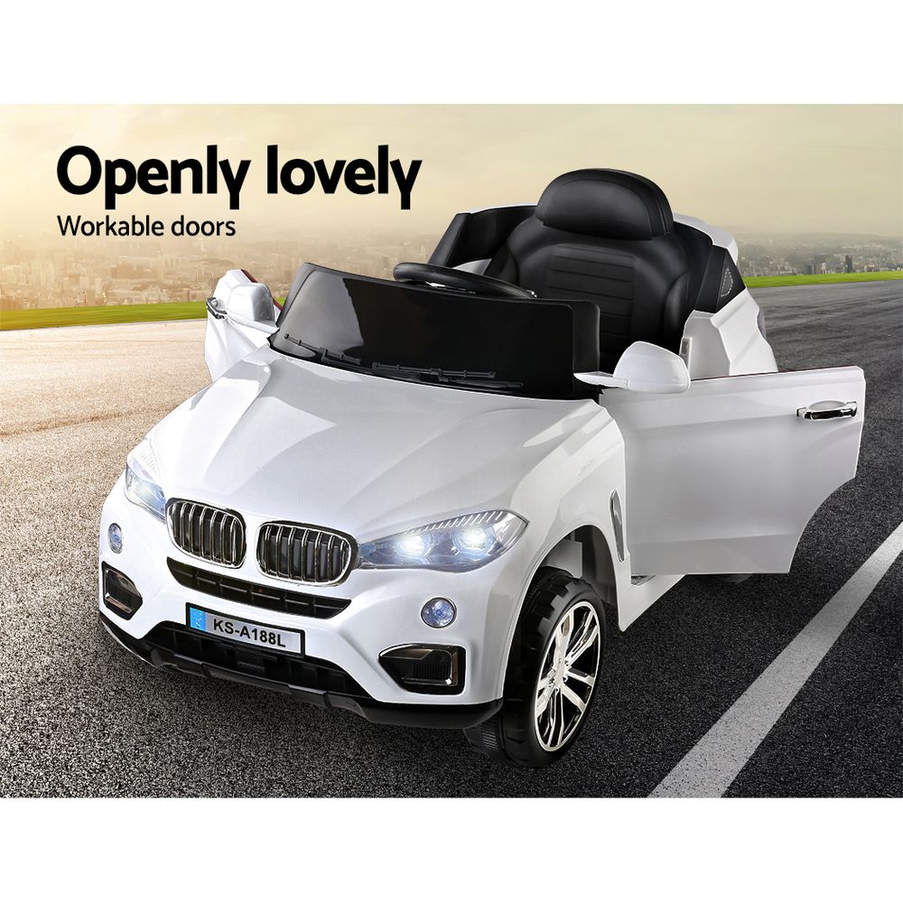 Ride On Cars: Rigo Kids Electric Ride On Car SUV BMW-Inspired X5 Toy Cars Remote 6V White