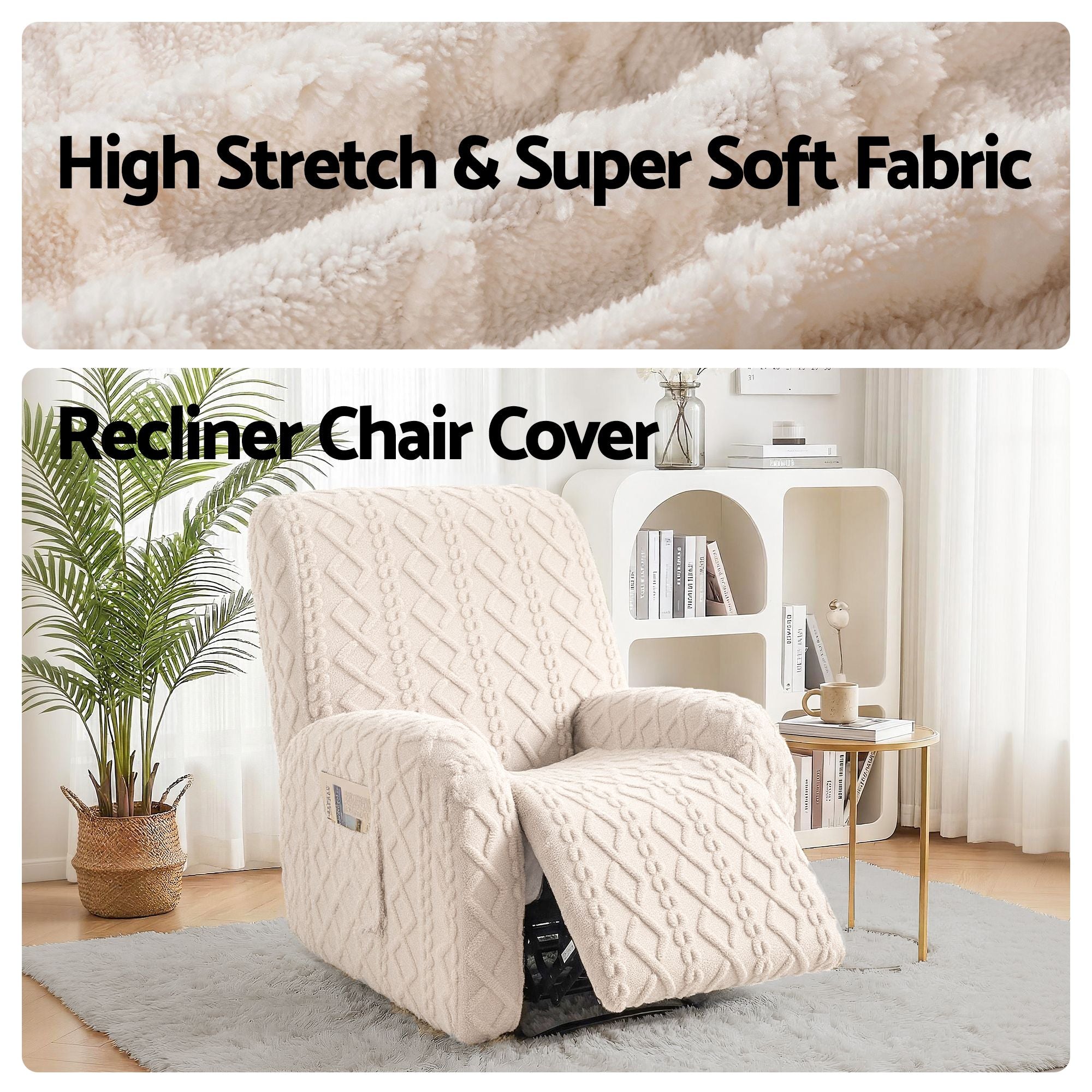 Artiss Recliner Chair Covers with Storage Side Pockets Beige