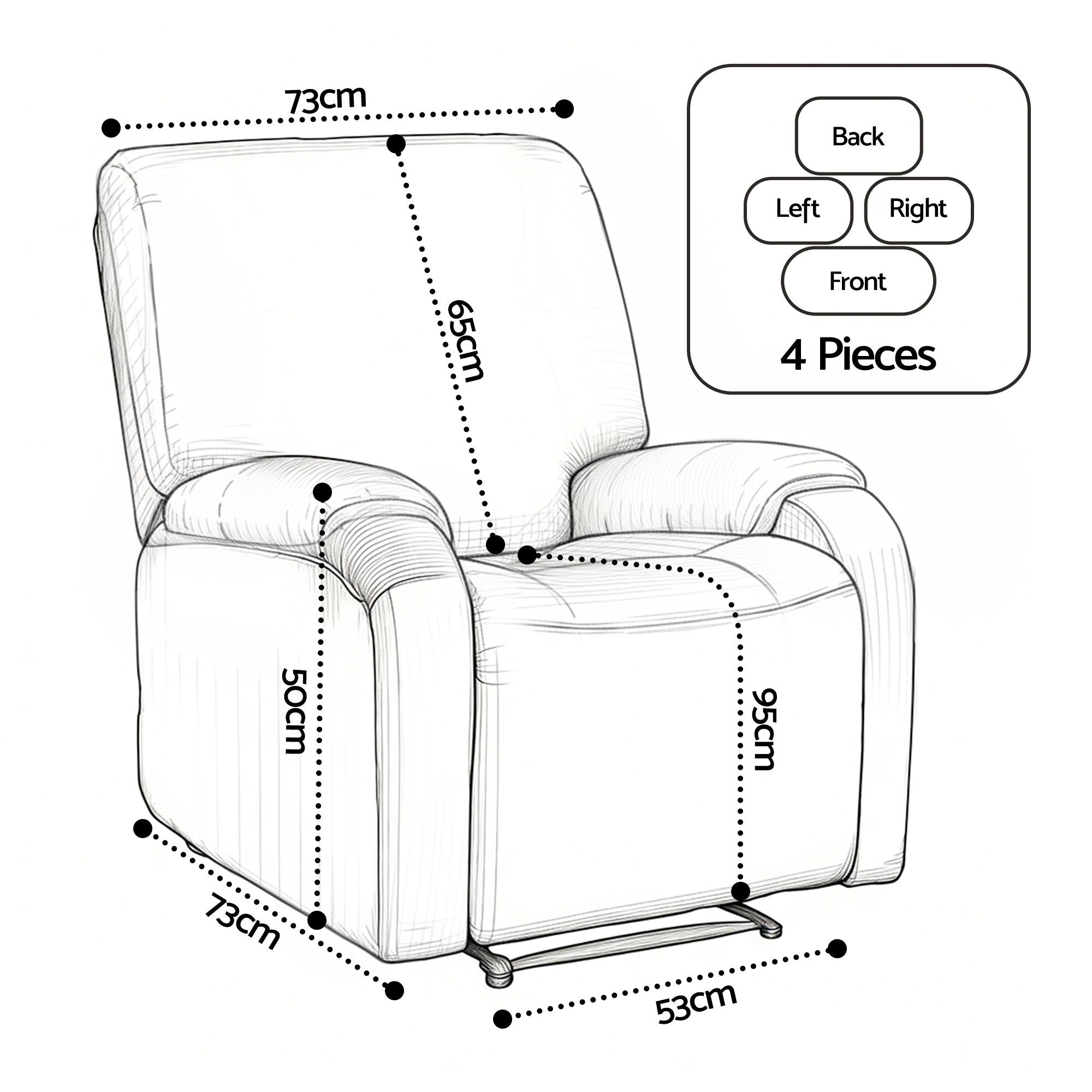 Artiss Stretch Kids Recliner Cover 4-Pieces Recliner Chair Slipcovers Printed Polyester