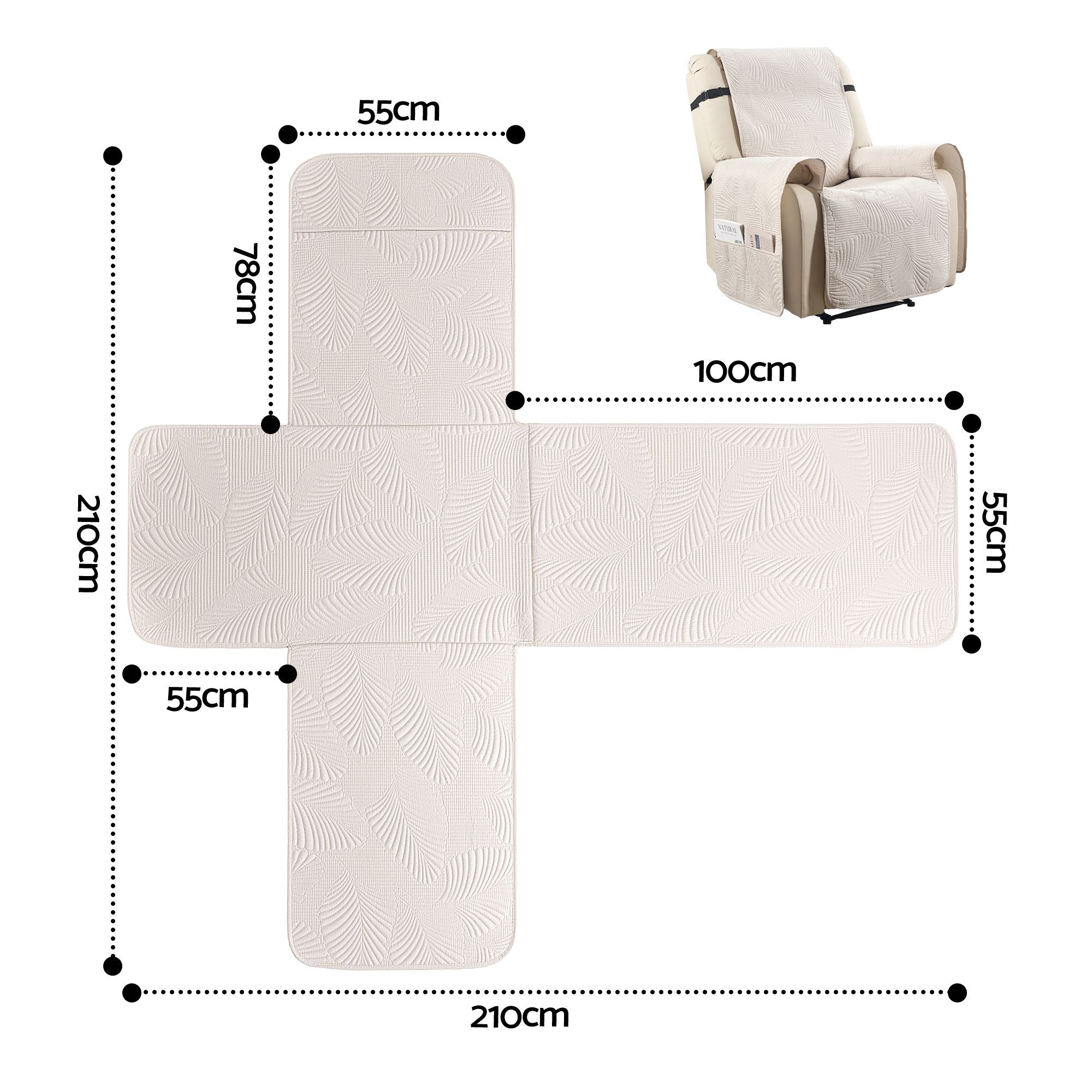 Artiss Quilted Recliner Chair Covers 100% Waterproof Recliner Slipcovers