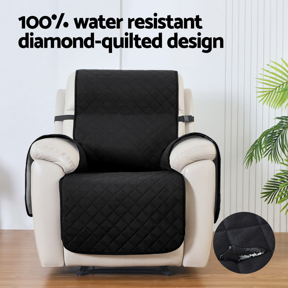 Table & Bar Stools: Artiss Recliner Chair Cover 100% Water Resistant Black