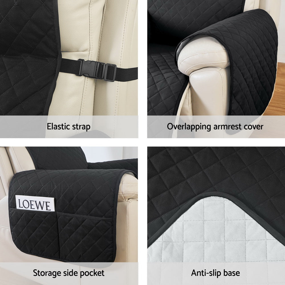 Table & Bar Stools: Artiss Recliner Chair Cover 100% Water Resistant Black