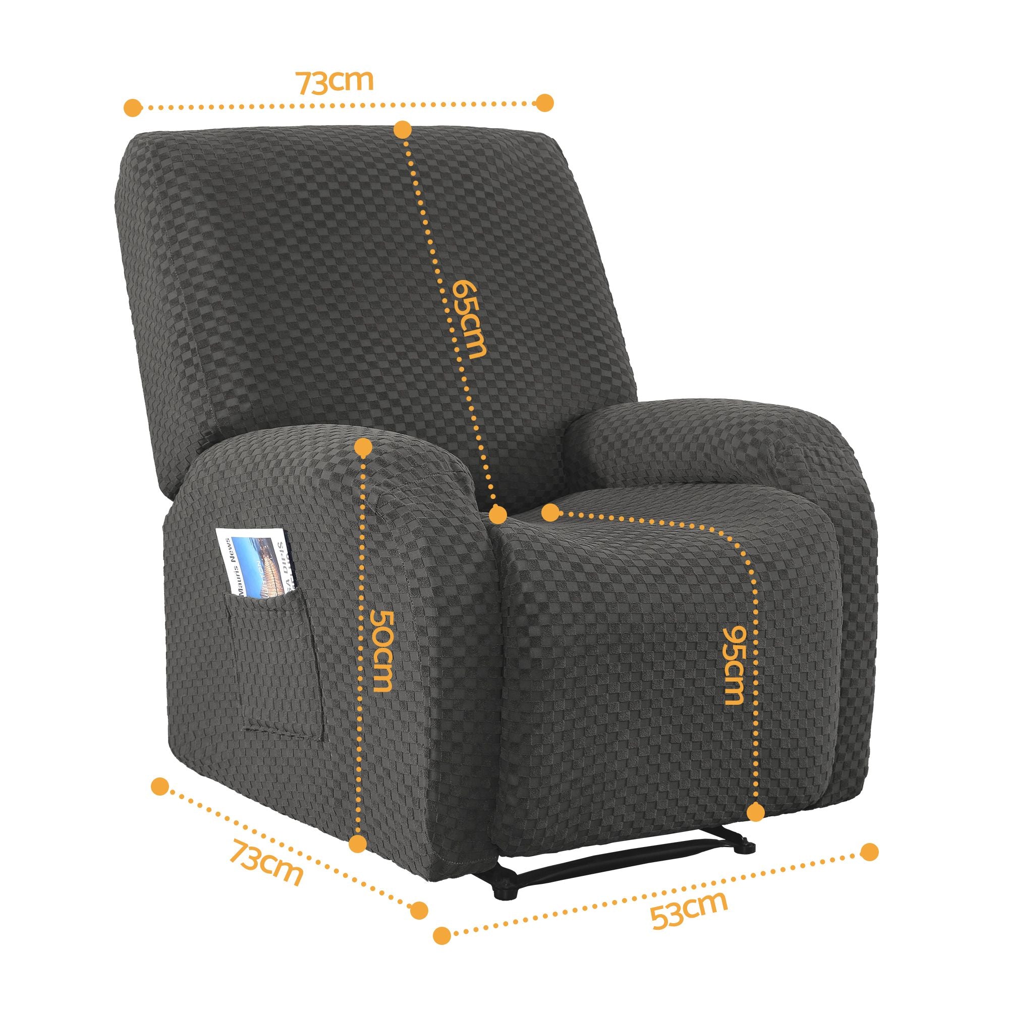 Artiss Recliner Chair Covers with Storage Side Pockets Grey Fabric