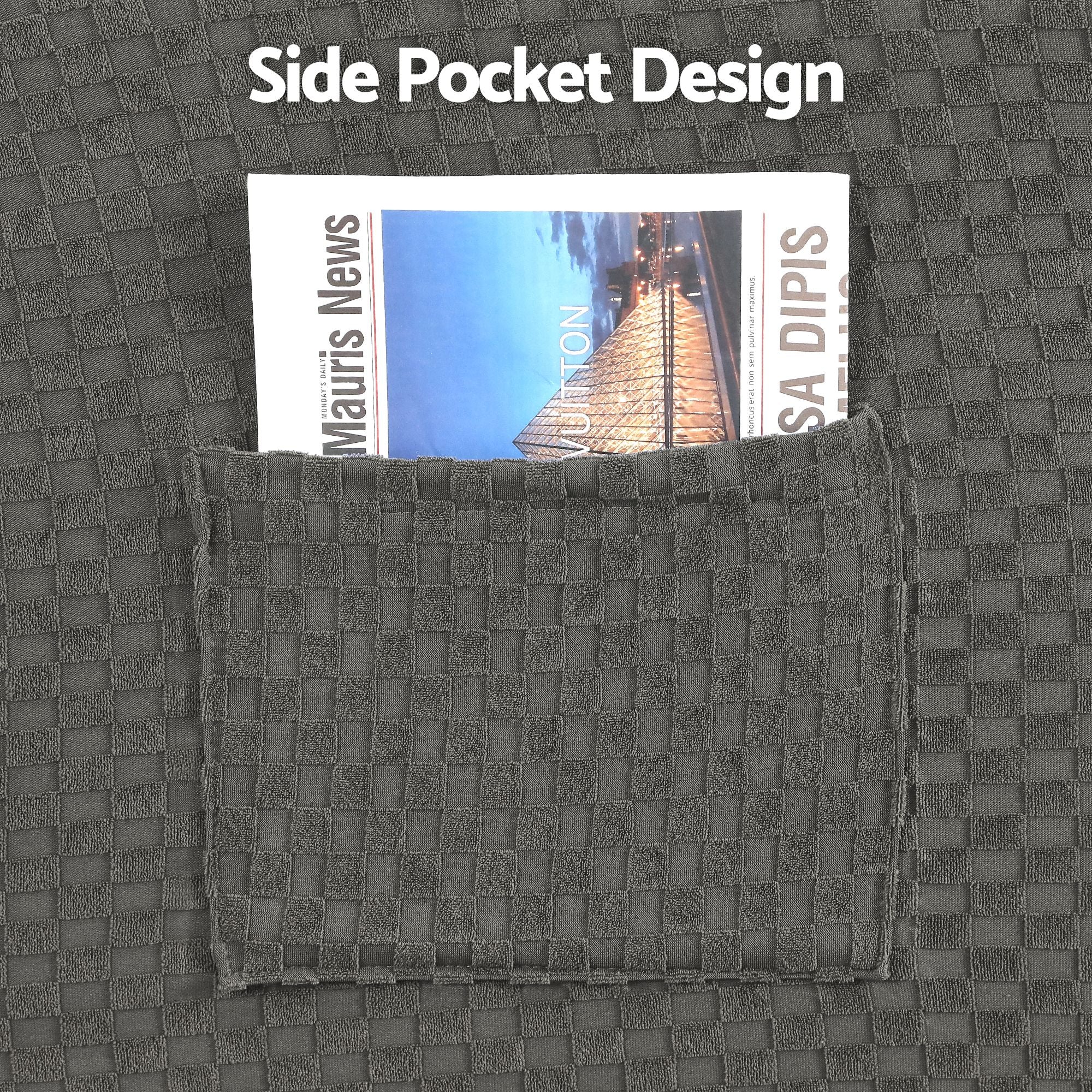 Artiss Recliner Chair Covers with Storage Side Pockets Grey Fabric