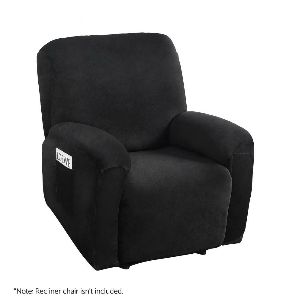 Arm Chairs & Recliners: Artiss Recliner Chair Covers 1 Seater Velvet Black