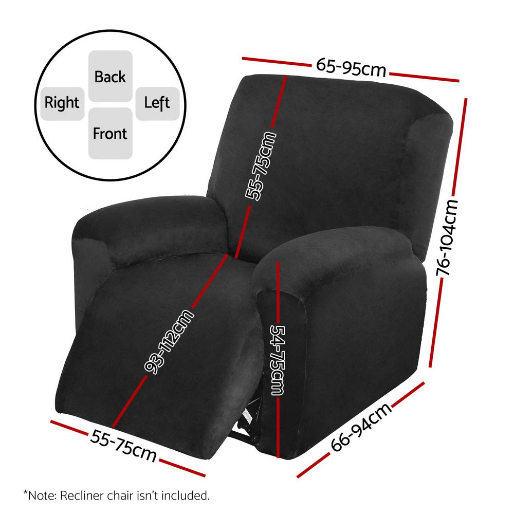 Arm Chairs & Recliners: Artiss Recliner Chair Covers 1 Seater Velvet Black