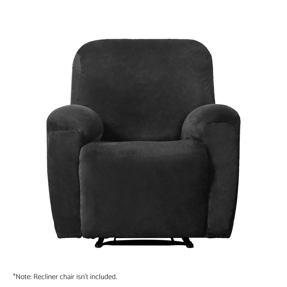 Arm Chairs & Recliners: Artiss Recliner Chair Covers 1 Seater Velvet Black