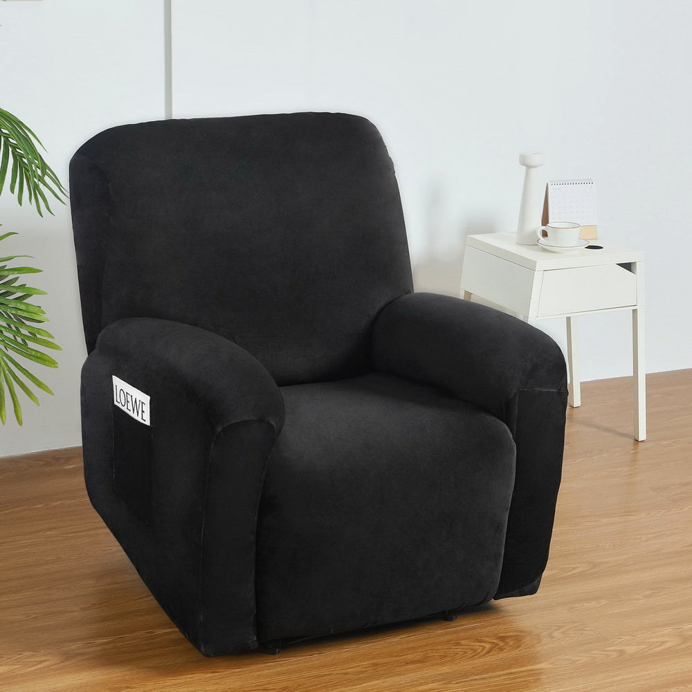 Arm Chairs & Recliners: Artiss Recliner Chair Covers 1 Seater Velvet Black