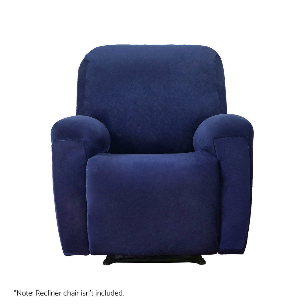 Arm Chairs & Recliners: Artiss Recliner Chair Covers 1 Seater Velvet Navy