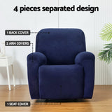 Arm Chairs & Recliners: Artiss Recliner Chair Covers 1 Seater Velvet Navy