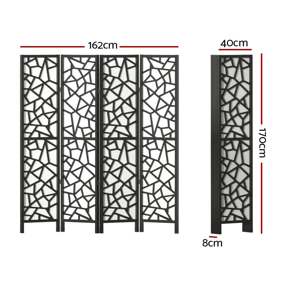Room Dividers: Artiss 4 Panel Room Divider Screen 162x170cm Clover Black