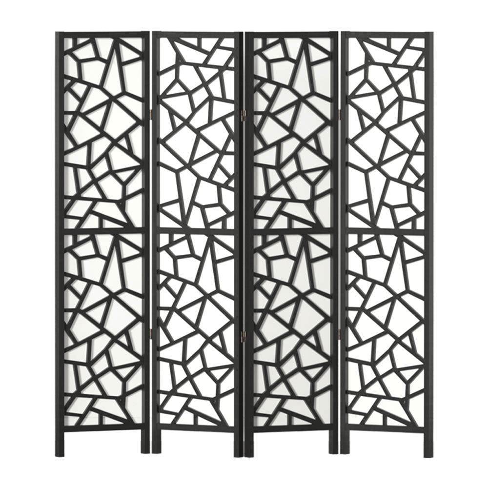 Room Dividers: Artiss 4 Panel Room Divider Screen 162x170cm Clover Black