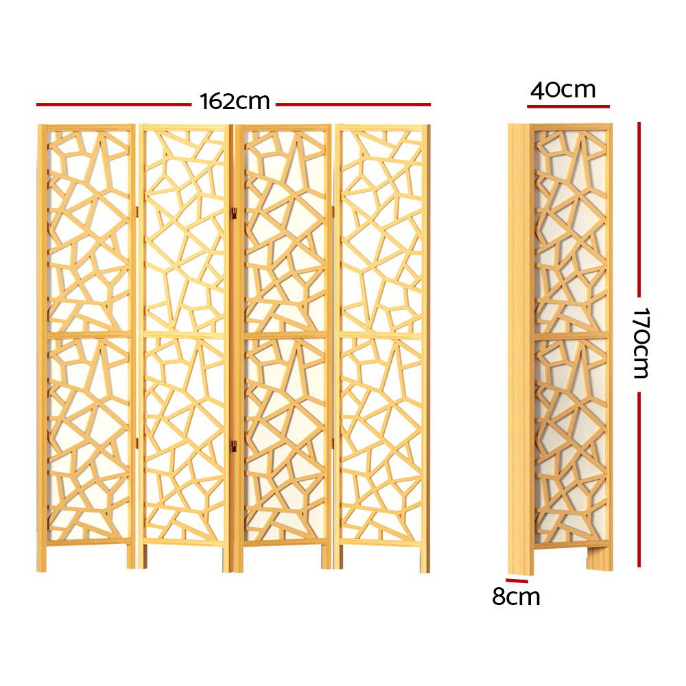 Room Dividers: Artiss 4 Panel Room Divider Screen 162x170cm Clover Natural