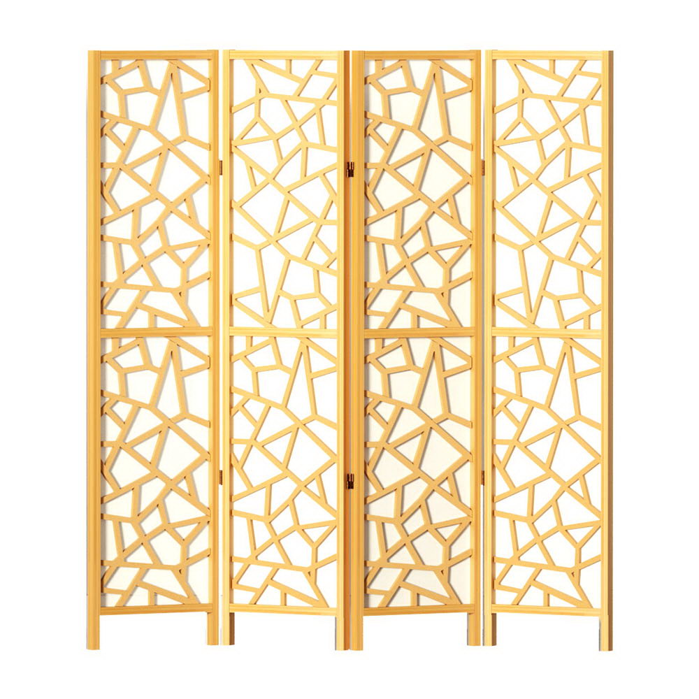 Room Dividers: Artiss 4 Panel Room Divider Screen 162x170cm Clover Natural