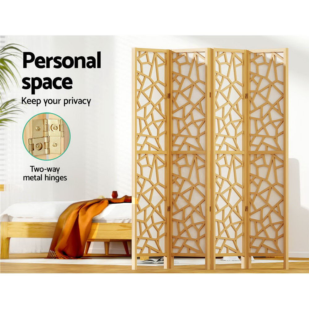 Room Dividers: Artiss 4 Panel Room Divider Screen 162x170cm Clover Natural