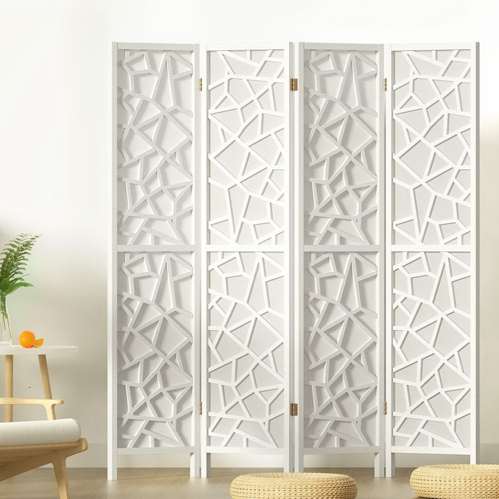 Room Dividers: Artiss 4 Panel Room Divider Screen 162x170cm Clover White