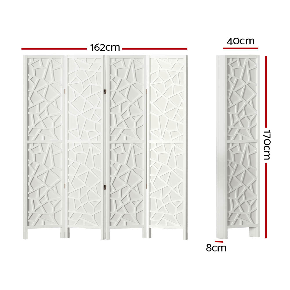 Room Dividers: Artiss 4 Panel Room Divider Screen 162x170cm Clover White
