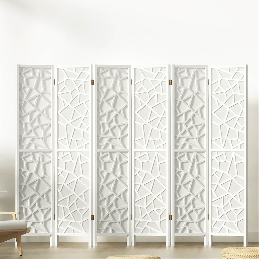 Room Dividers: Artiss 6 Panel Room Divider Screen 244x170cm Clover White