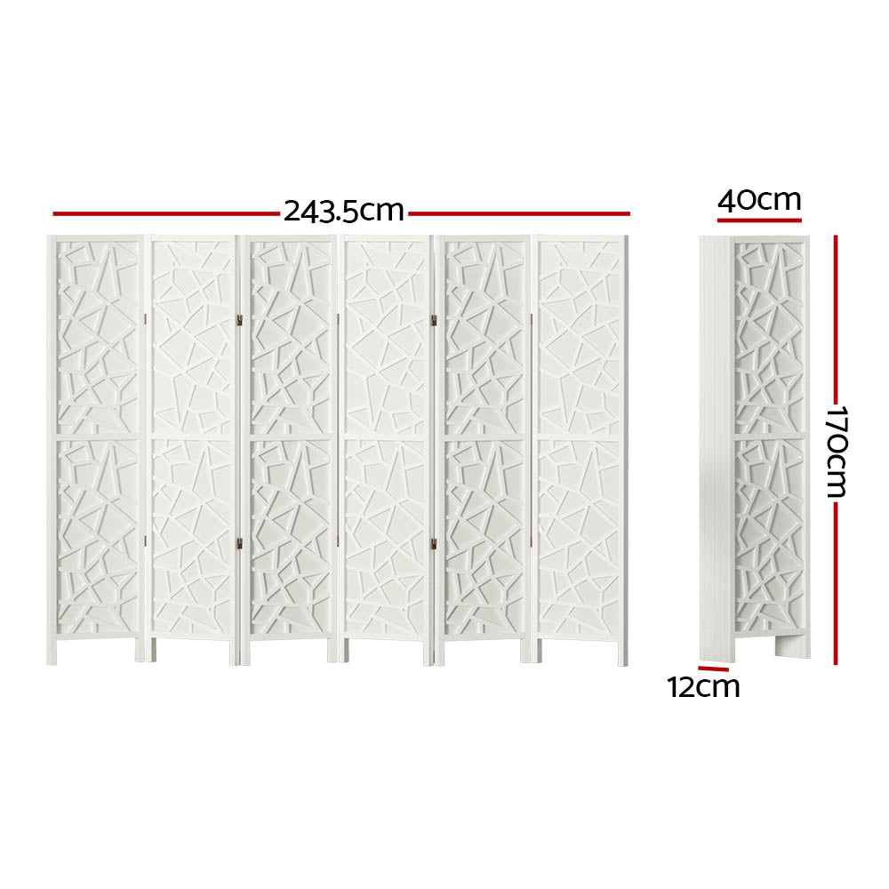 Room Dividers: Artiss 6 Panel Room Divider Screen 244x170cm Clover White