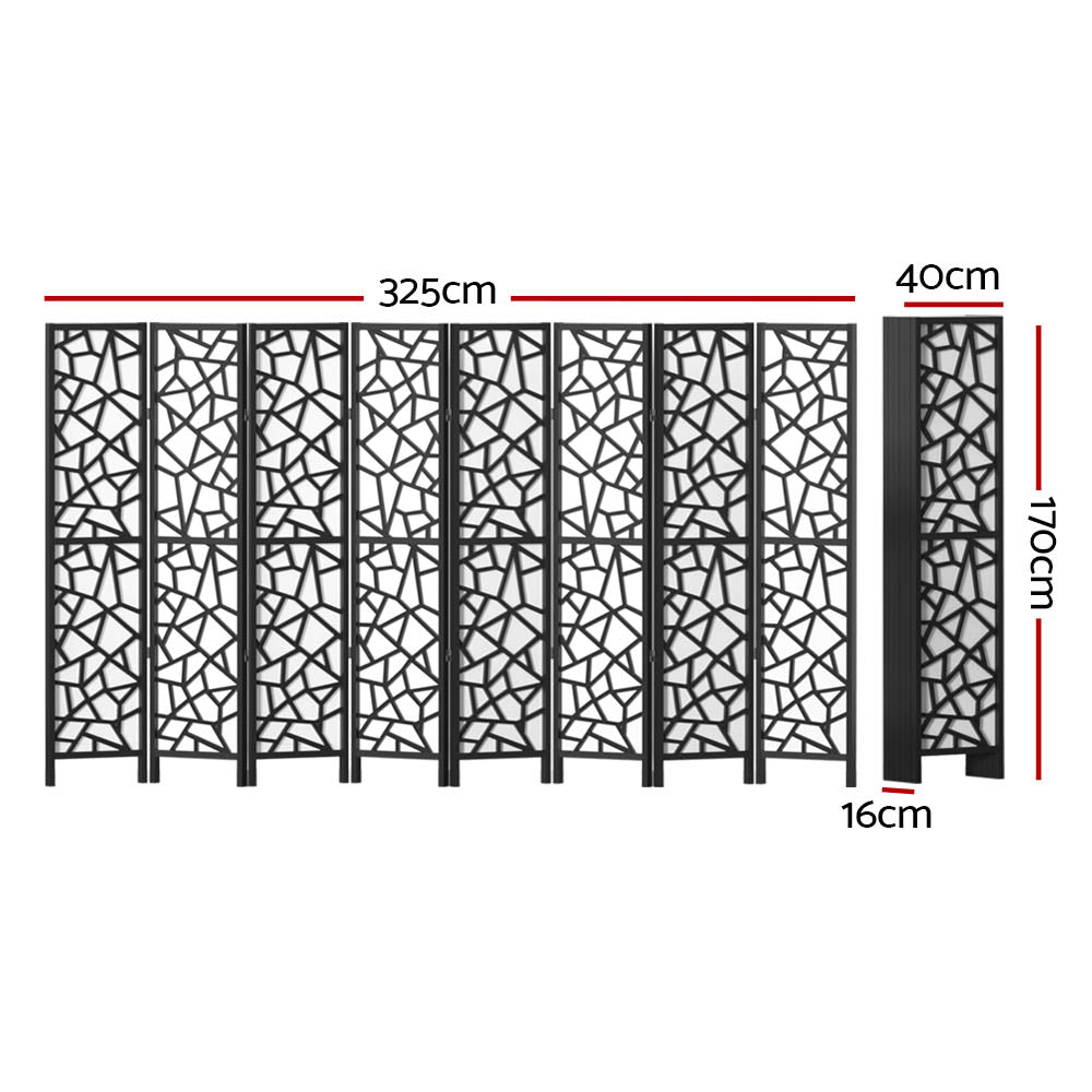 Room Dividers: Artiss 8 Panel Room Divider Screen 325x170cm Clover Black