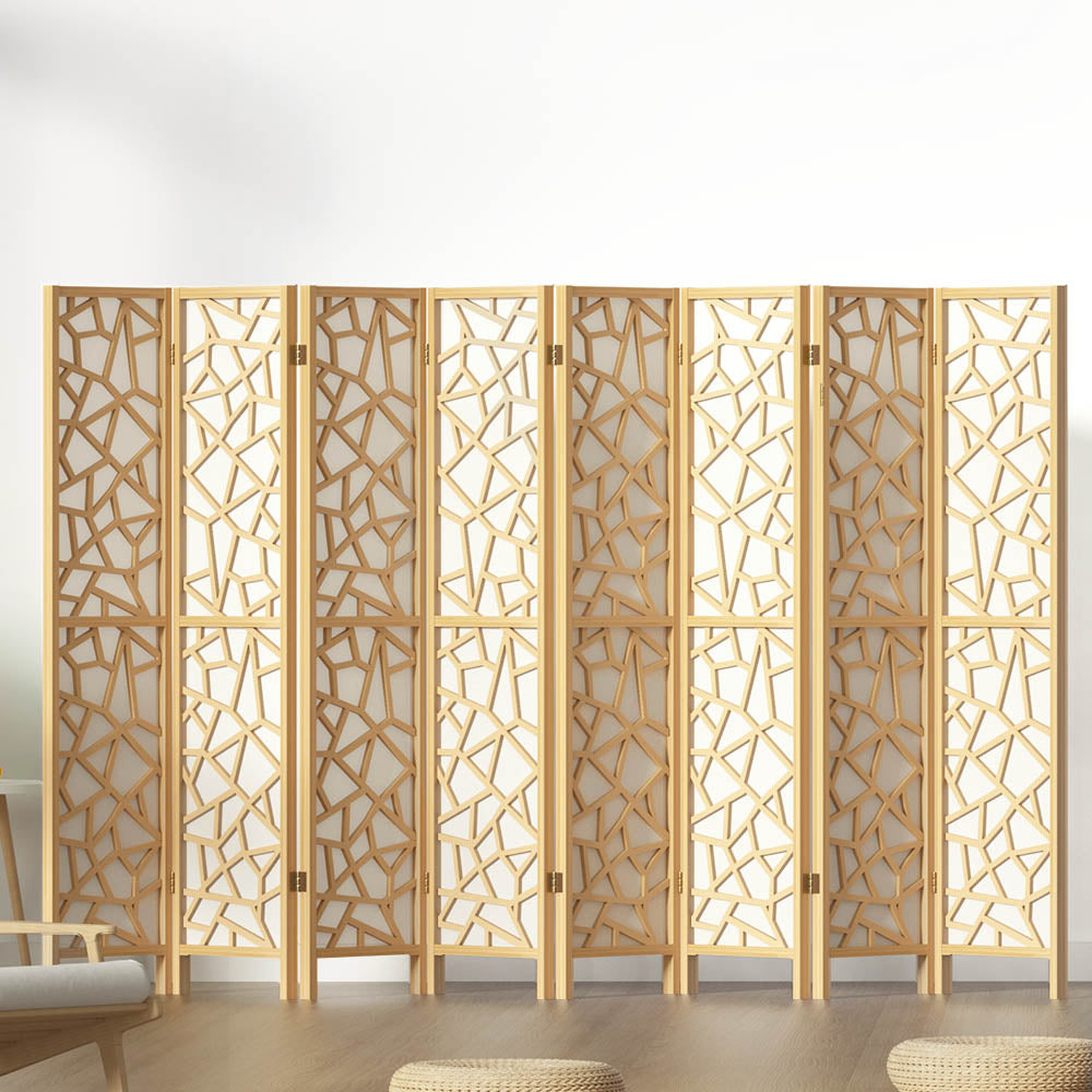 Room Dividers: Artiss 8 Panel Room Divider Screen 325x170cm Clover Natural