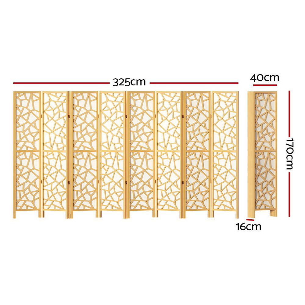 Room Dividers: Artiss 8 Panel Room Divider Screen 325x170cm Clover Natural