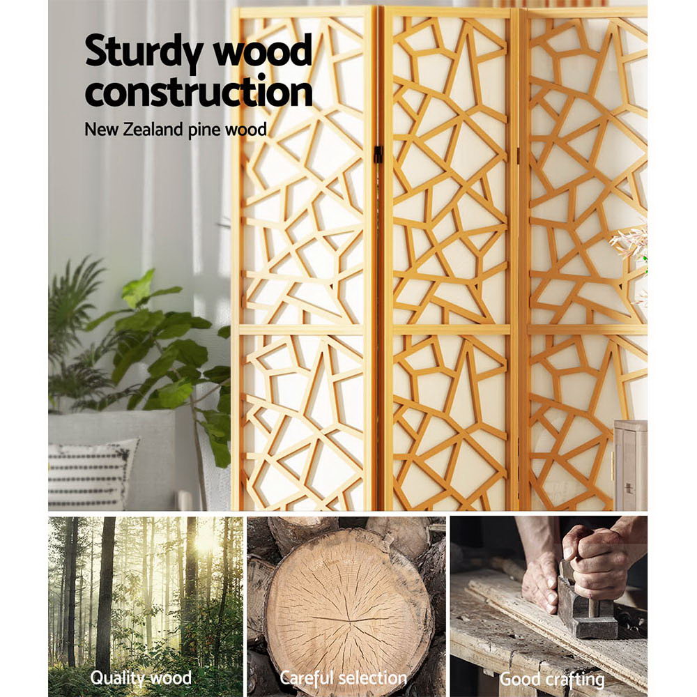 Room Dividers: Artiss 8 Panel Room Divider Screen 325x170cm Clover Natural