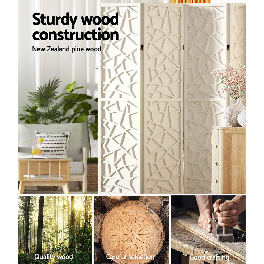 Room Dividers: Artiss 8 Panel Room Divider Screen 325x170cm Clover White