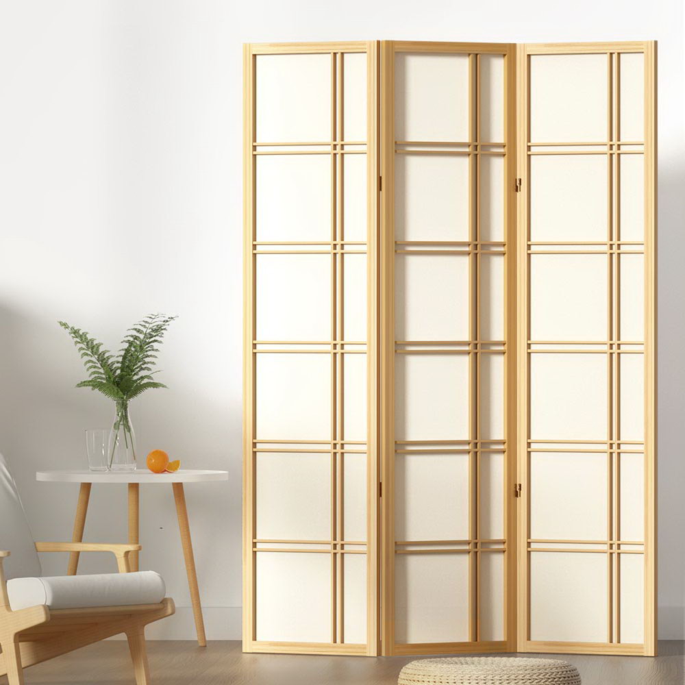Room Dividers: Artiss 3 Panel Room Divider Screen 132x179cm Nova Natural