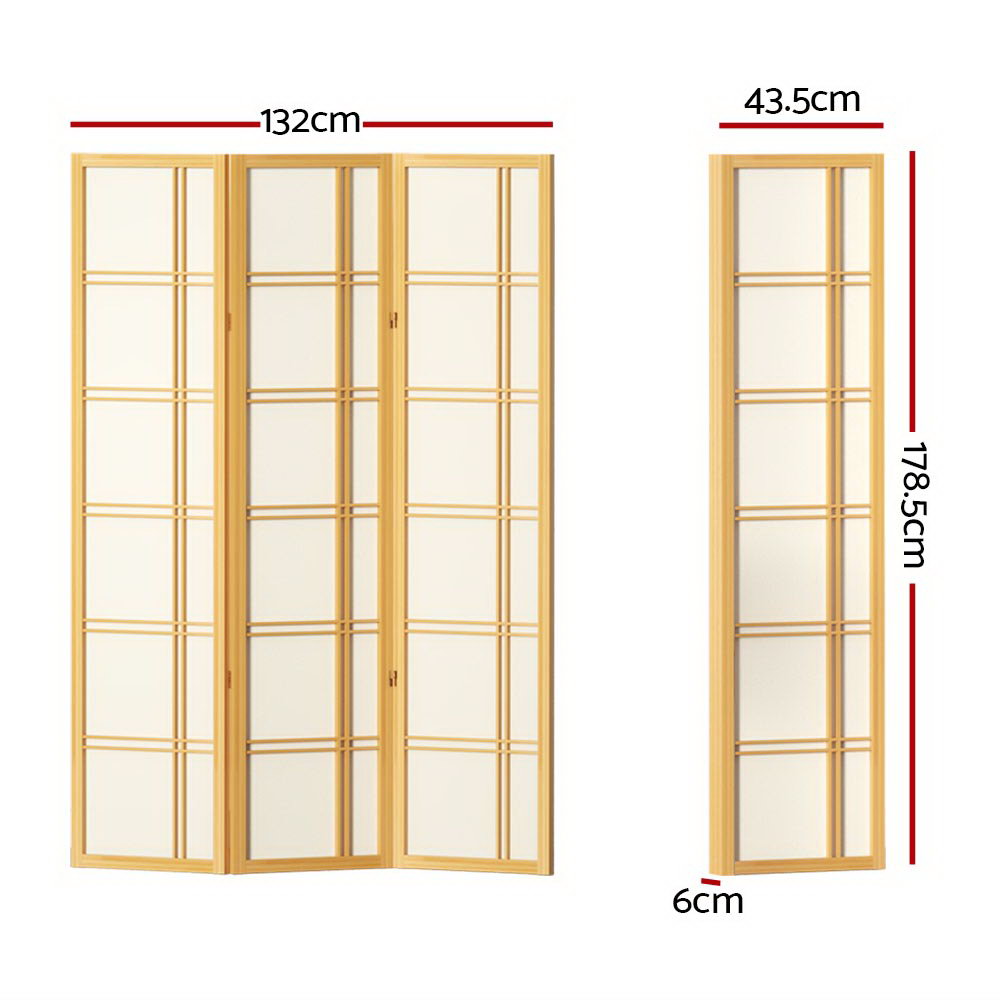 Room Dividers: Artiss 3 Panel Room Divider Screen 132x179cm Nova Natural