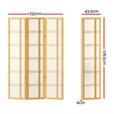 Room Dividers: Artiss 3 Panel Room Divider Screen 132x179cm Nova Natural