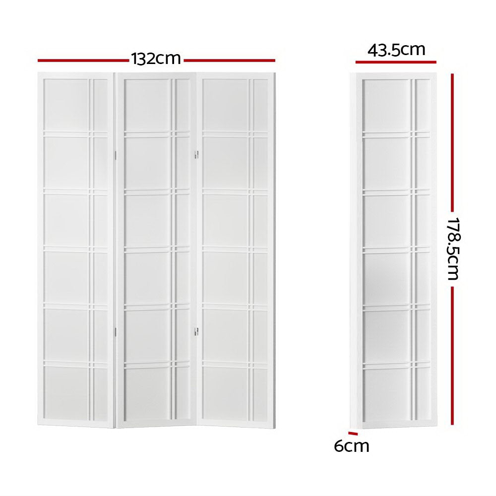 Room Dividers: Artiss 3 Panel Room Divider Screen 132x179cm Nova White