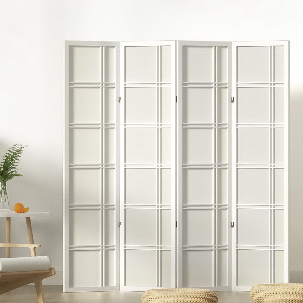 Room Dividers: Artiss 4 Panel Room Divider Screen 176x179cm Nova White