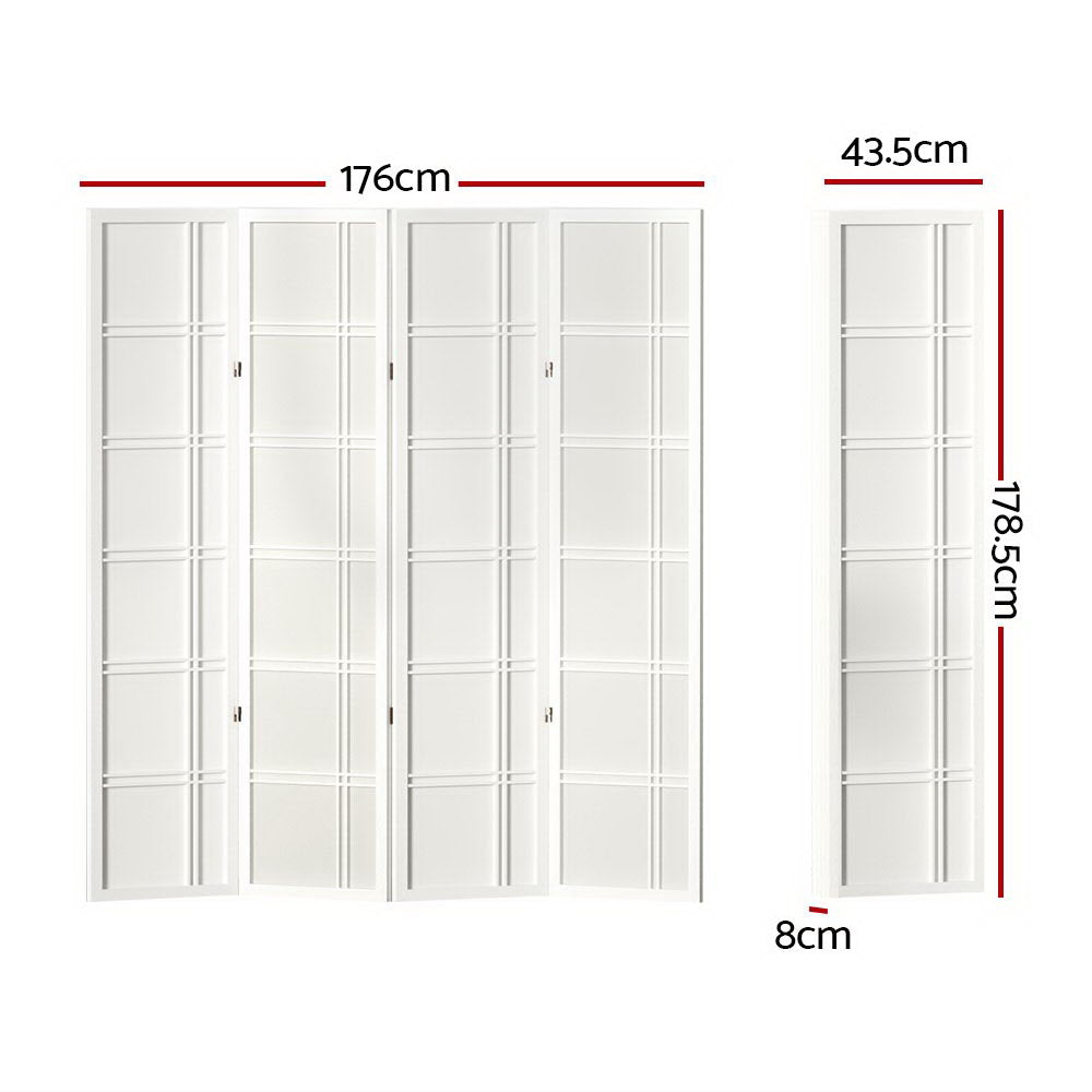 Room Dividers: Artiss 4 Panel Room Divider Screen 176x179cm Nova White