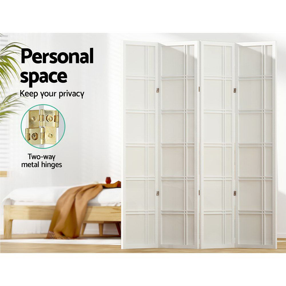 Room Dividers: Artiss 4 Panel Room Divider Screen 176x179cm Nova White