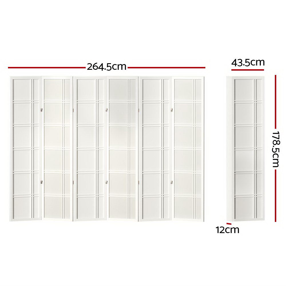 Room Dividers: Artiss 6 Panel Room Divider Screen 265x179cm Nova White
