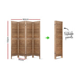 Room Dividers: Artiss 4 Panel Room Divider Screen 160x170cm Louver Oak