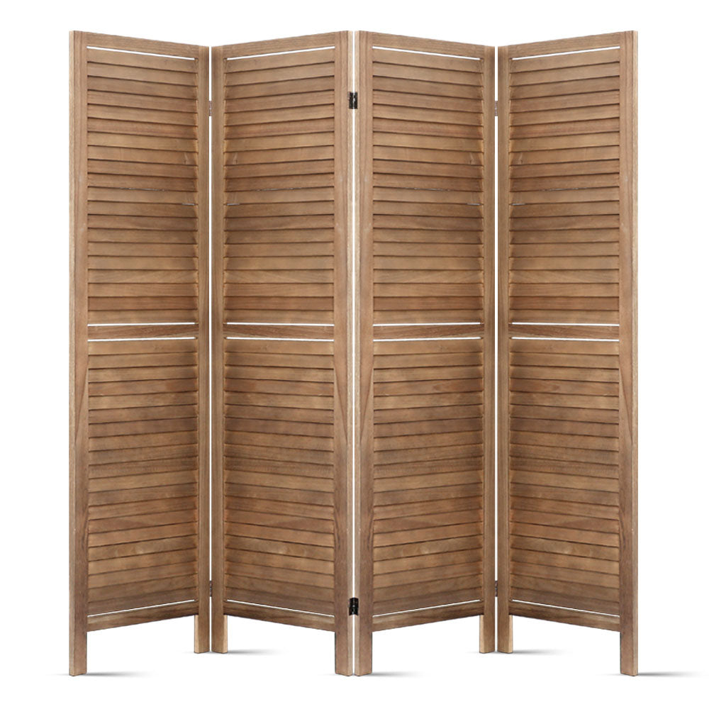 Room Dividers: Artiss 4 Panel Room Divider Screen 160x170cm Louver Oak