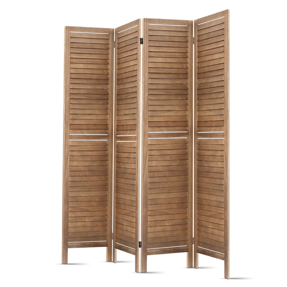 Room Dividers: Artiss 4 Panel Room Divider Screen 160x170cm Louver Oak