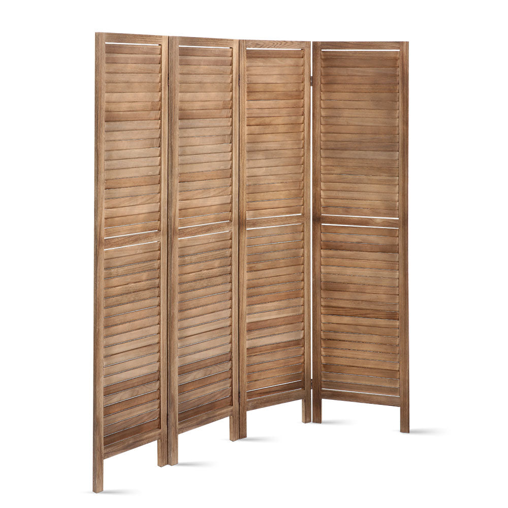 Room Dividers: Artiss 4 Panel Room Divider Screen 160x170cm Louver Oak