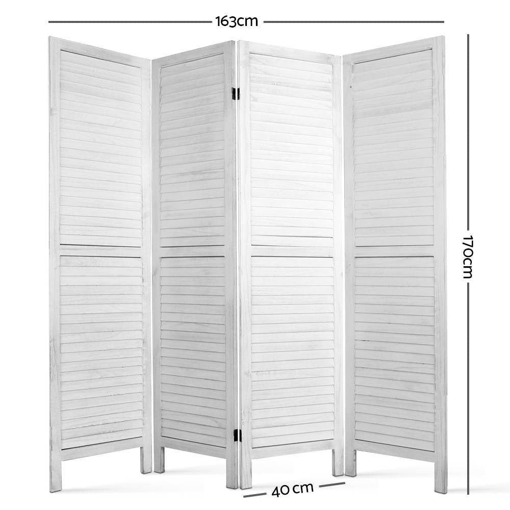 Room Dividers: Artiss 4 Panel Room Divider Screen 163x170cm Louver White