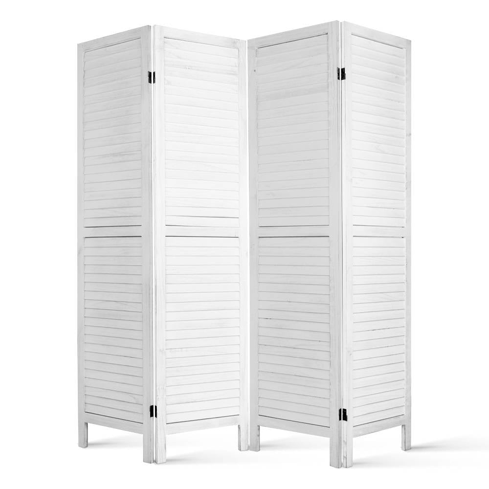 Room Dividers: Artiss 4 Panel Room Divider Screen 163x170cm Louver White