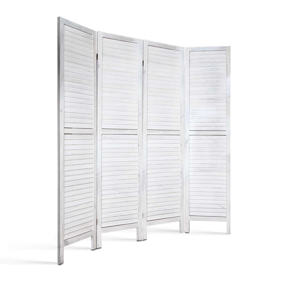 Room Dividers: Artiss 4 Panel Room Divider Screen 163x170cm Louver White