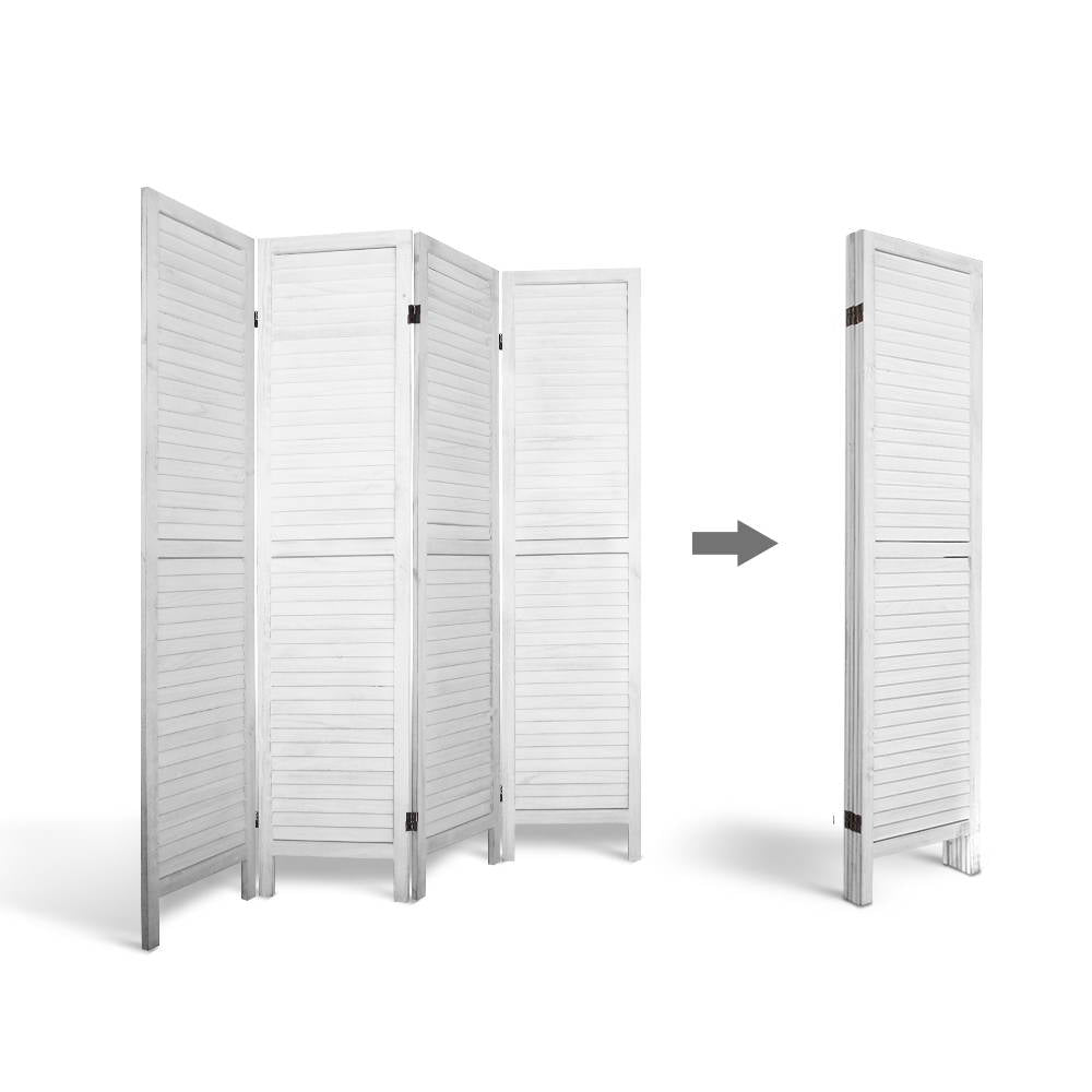 Room Dividers: Artiss 4 Panel Room Divider Screen 163x170cm Louver White
