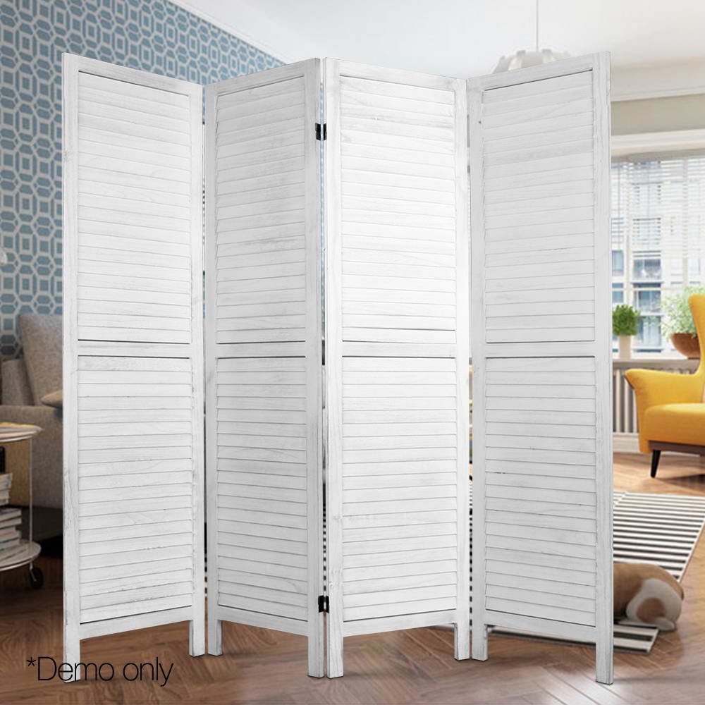 Room Dividers: Artiss 4 Panel Room Divider Screen 163x170cm Louver White