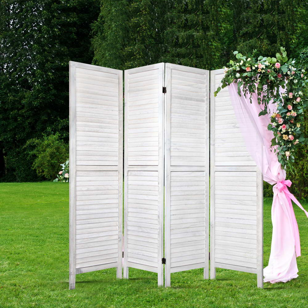 Room Dividers: Artiss 4 Panel Room Divider Screen 163x170cm Louver White