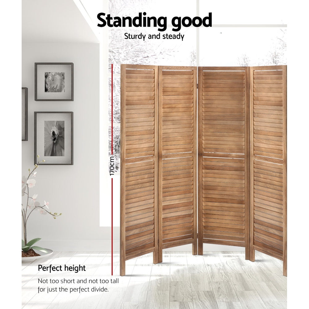 Room Dividers: Artiss 8 Panel Room Divider Screen 326x170cm Louver Oak