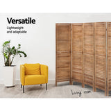 Room Dividers: Artiss 8 Panel Room Divider Screen 326x170cm Louver Oak
