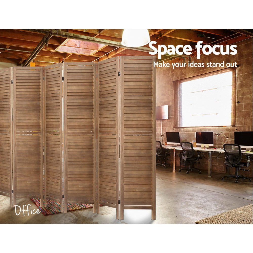 Room Dividers: Artiss 8 Panel Room Divider Screen 326x170cm Louver Oak